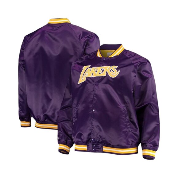 Mitchell & Ness Los Angeles Lakers Hardwood Classics Bomber Jacket Purple 2XL - Picture 1 of 2